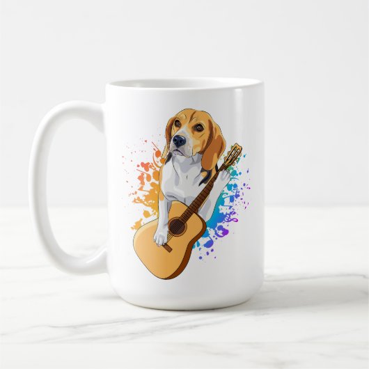 Beagle Dog Acoustic Guitar Coffee Mok (Links)