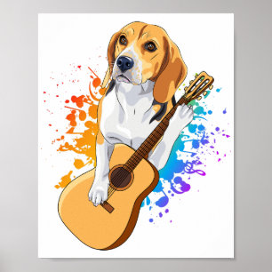 Beagle Dog Acoustic Guitar Poster
