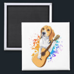 Beagle Dog Acoustic Guitar Square Magneet<br><div class="desc">Beagle Dog speelt een akoestisch gitarakoestisch gitaararts gitarist Familieontwerp Gift Square Magnet Classic Collectie.</div>