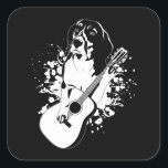 Beagle Dog Acoustic Guitar Vierkante Sticker<br><div class="desc">Beagle Dog speelt een akoestisch gitaarkliniek gitarist Gezinsontwerp Gift Square Sticker Classic Collectie.</div>