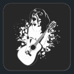 Beagle Dog Acoustic Guitar Vierkante Sticker<br><div class="desc">Beagle Dog speelt een akoestisch gitaarkliniek gitarist Gezinsontwerp Gift Square Sticker Classic Collectie.</div>