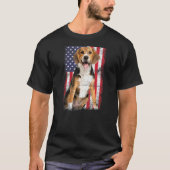 Beagle Dog American Flag  T-shirt (Voorkant)