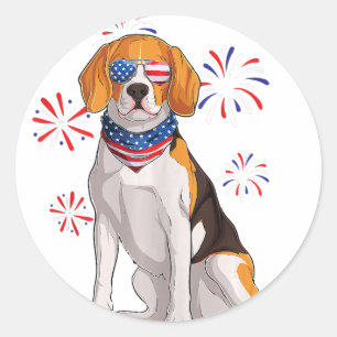 beagle dog american usa vlag man beagle ronde sticker
