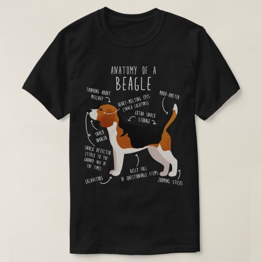 Beagle Dog Anatomie 1 T-shirt (Design voorkant)