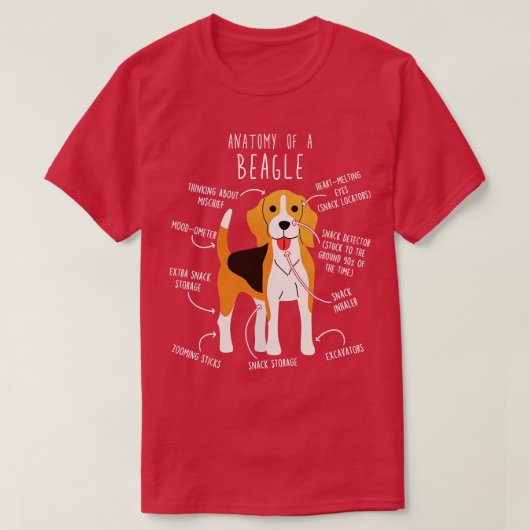 Beagle Dog Anatomie T-shirt (Design voorkant)