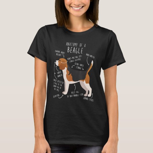 Beagle Dog Anatomy  Cute Pet  Dog Mom Dog Dad T-shirt (Voorkant)