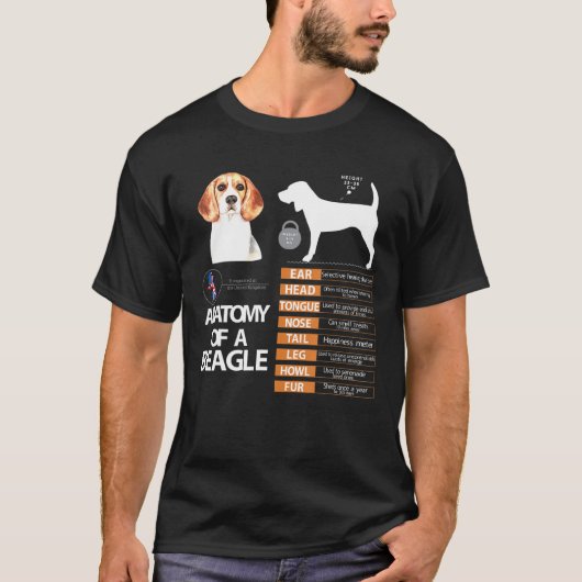 Beagle Dog Anatomy mama Grootma Pap Mannen Vrouwen T-shirt (Voorkant)