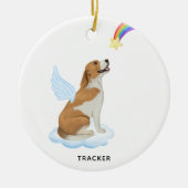 Beagle Dog Angel Wings Personalized Pet Memorial Keramisch Ornament (Voorkant)