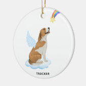 Beagle Dog Angel Wings Personalized Pet Memorial Keramisch Ornament (Links)