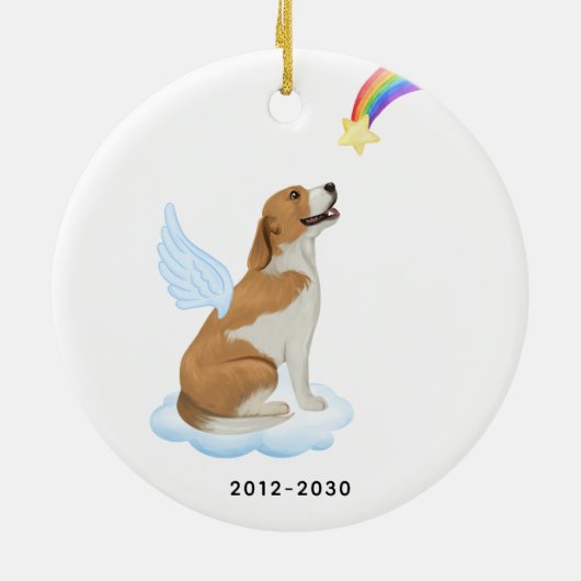 Beagle Dog Angel Wings Personalized Pet Memorial Keramisch Ornament (Achterkant)
