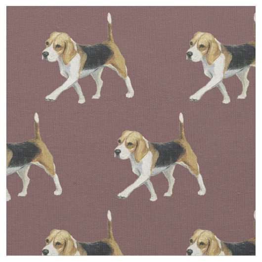 Beagle Dog Art Fabric Stof (Close Up)