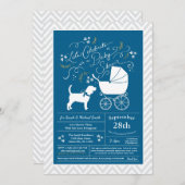 Beagle Dog Baby shower Blue Boy Kaart (Voorkant / Achterkant)