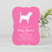 Beagle Dog Baby shower Meisje Roze Kaart (Staand voorkant)