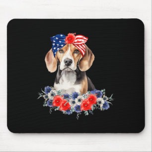 Beagle Dog Bandana Amerikaanse vlag 4 juli Muismat