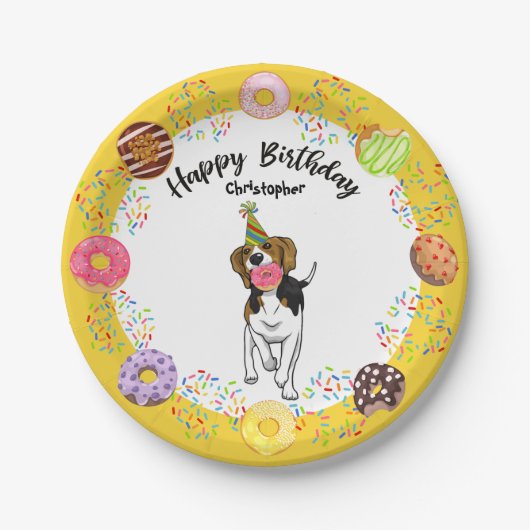 Beagle Dog Birthday Donuts Party Paper Bord (Voorkant)