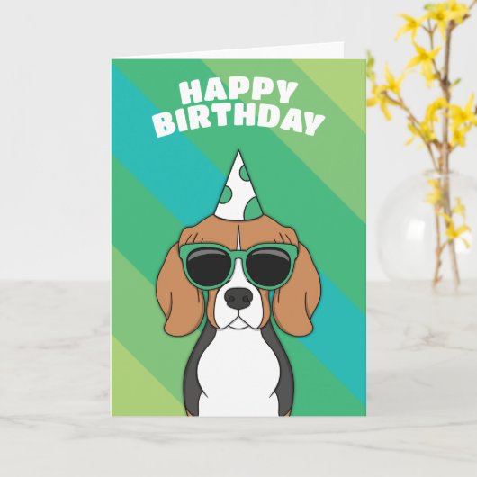 Beagle Dog Birthday Kaart (Gele Bloem)