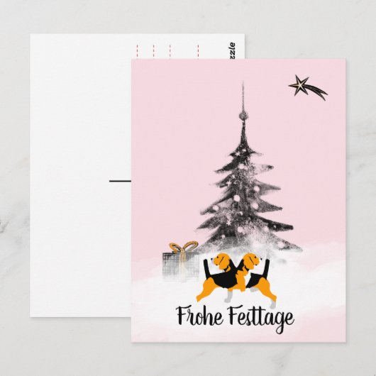 Beagle dog Black and white Kerstmis Briefkaart (Voorkant / Achterkant)