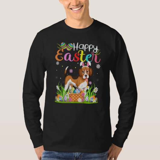 Beagle Dog Bunny Egg Hunting Beagle Happy Easter T-shirt (Voorkant)