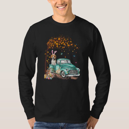 Beagle Dog Bunny Truck Hippie Hunt Egg Easte T-shirt (Voorkant)