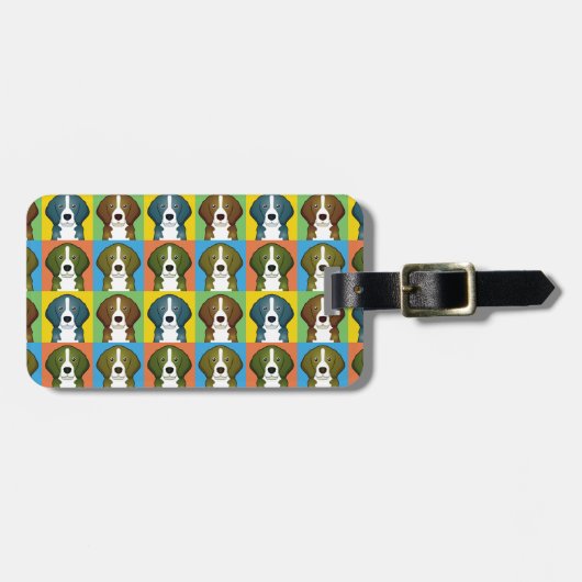 Beagle Dog Cartoon Pop-Art Bagagelabel (Voorkant horizontaal)