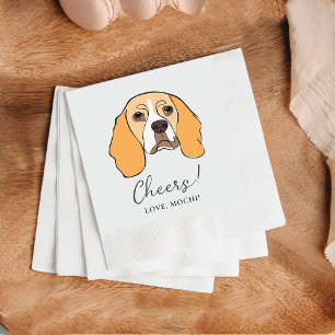 Beagle Dog Cheers Dog Custom Cocktail servet