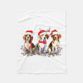Beagle Dog Christmas Lights Cute Pet Matching Fami Fleece Deken (Voorkant)