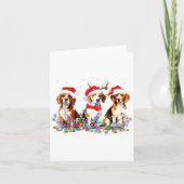 Beagle Dog Christmas Lights Cute Pet Matching Fami Kaart (Voorkant)