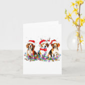 Beagle Dog Christmas Lights Cute Pet Matching Fami Kaart (Gele Bloem)