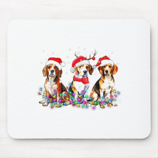 Beagle Dog Christmas Lights Cute Pet Matching Fami Muismat (Voorkant)