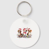 Beagle Dog Christmas Lights Cute Pet Matching Fami Sleutelhanger (Voorkant)
