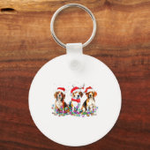 Beagle Dog Christmas Lights Cute Pet Matching Fami Sleutelhanger (Voorkant)