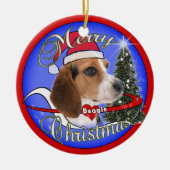 BEAGLE DOG CHRISTMAS ORNAMENT - SANTA HAT (Voorkant)