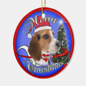 BEAGLE DOG CHRISTMAS ORNAMENT - SANTA HAT (Links)