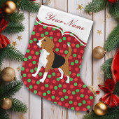 Beagle Dog Christmas Red Stippen gepersonaliseerd Grote Kerstsok
