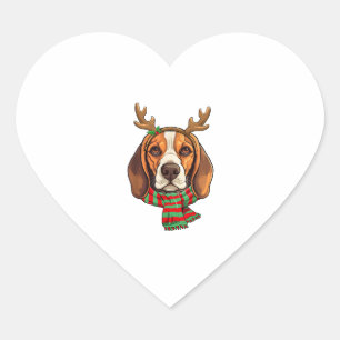 Beagle Dog Christmas Reindeer Santa Hat Grappige K Hart Sticker
