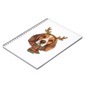 Beagle Dog Christmas Reindeer Santa Hat Grappige K Notitieboek (Linkerzijde)