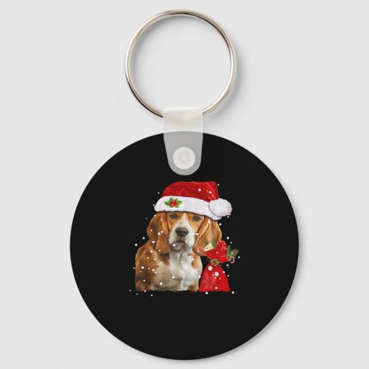 Beagle Dog Christmas T Shirt Christmas Dog Essenti Sleutelhanger (Voorkant)
