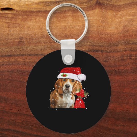 Beagle Dog Christmas T Shirt Christmas Dog Essenti Sleutelhanger (Voorkant)