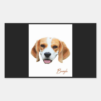 Beagle Dog Color Portret Rechthoekige Sticker