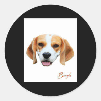 Beagle Dog Color Portret Ronde Sticker