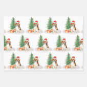 Beagle Dog Cute Santa Festive Kerstmis Inpakpapier Vel (Voorkant 3)