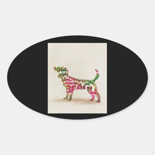Beagle Dog Cuties Ovale Sticker (Voorkant)