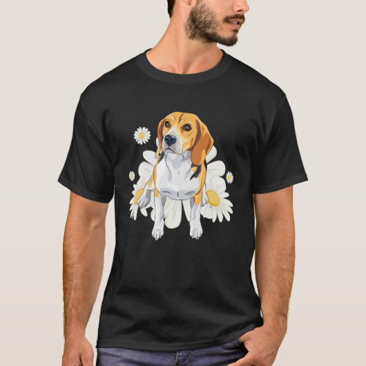 Beagle Dog Daisy Flower Floral Beagle T-shirt (Voorkant)