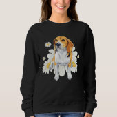 Beagle Dog Daisy Flower Floral Beagle Trui (Voorkant)