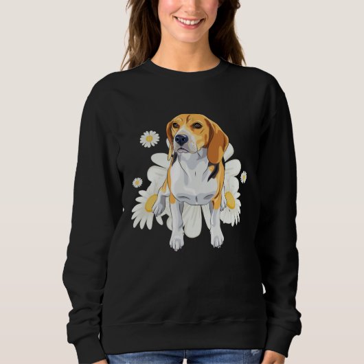 Beagle Dog Daisy Flower Floral Beagle Trui (Voorkant)