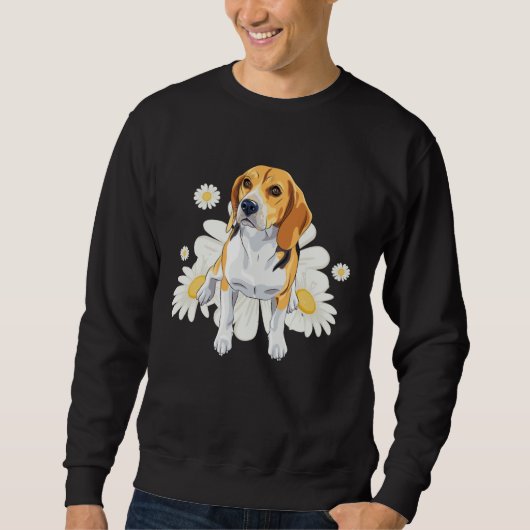 Beagle Dog Daisy Flower Floral Beagle Trui (Voorkant)