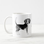 Beagle Dog Design in zwart-wit met naam Koffiemok (Links)
