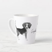 Beagle Dog Design in zwart-wit met naam Latte Mok (Linkerhoek)