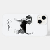 Beagle Dog Design in zwart-wit met tekst Case-Mate iPhone Case (Achterkant (horizontaal))