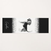 Beagle Dog Design in zwart-wit met tekst Yogamat (Voorkant (horizontaal))